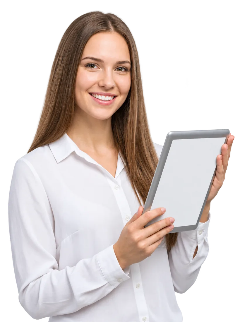 Mujer mostrando tablet